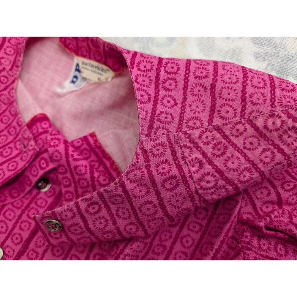 RARE Marimekko Pink Kukkaraita Design Vuokko Nurmesniemi 60s Cotton Maxi Dress - Picture 12 of 15